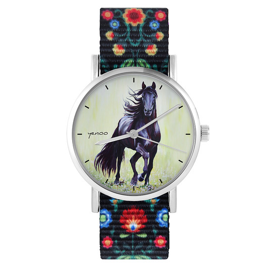 zegarki damskie Zegarek - Czarny koń 2 - folk czarny, nato