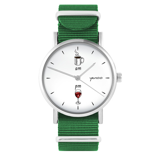 zegarki unisex Zegarek - Kawa i wino - zielony, nylonowy
