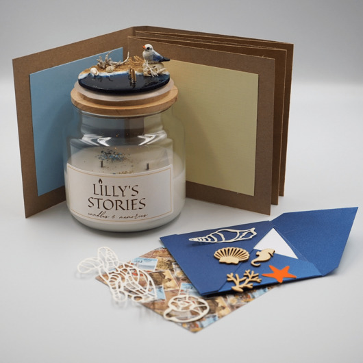 świece zapachowe Box prezentowy "The Summer Time Story"-Sea- świeca z albumem