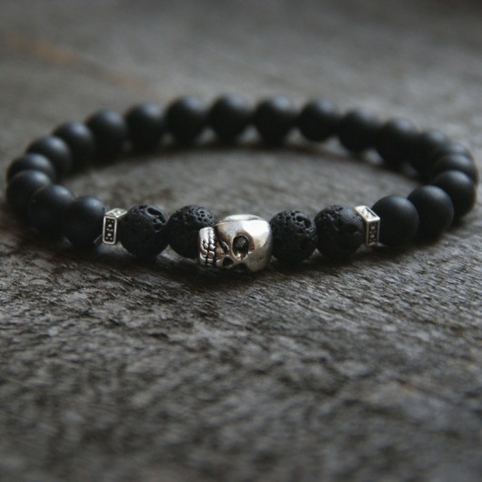 męska bransoletka :: black lava & skull III kaktusia