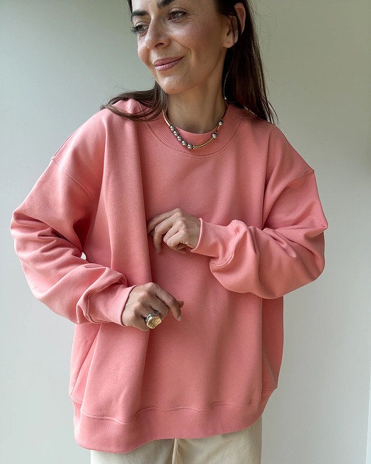 bluza bez kaptura damska Bluza Cheer long coral