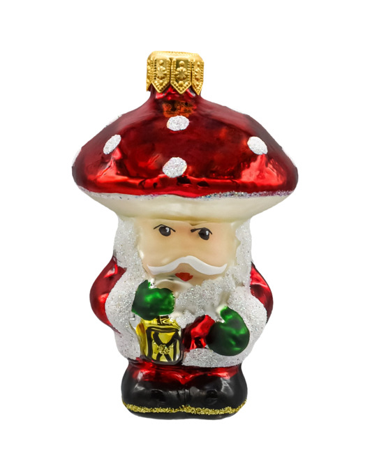 ozdoby choinkowe Bombka choinkowa: Mikołaj w kapeluszu grzyba muchomora