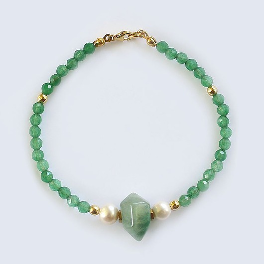 bransoletki złote Antystresowa: Awenturyn, szmaragd, perła - Prawdziwy relaks