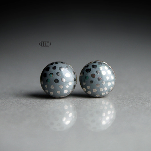 kolczyki ceramiczne Mini Panterka 9mm/stal chirurgiczna/