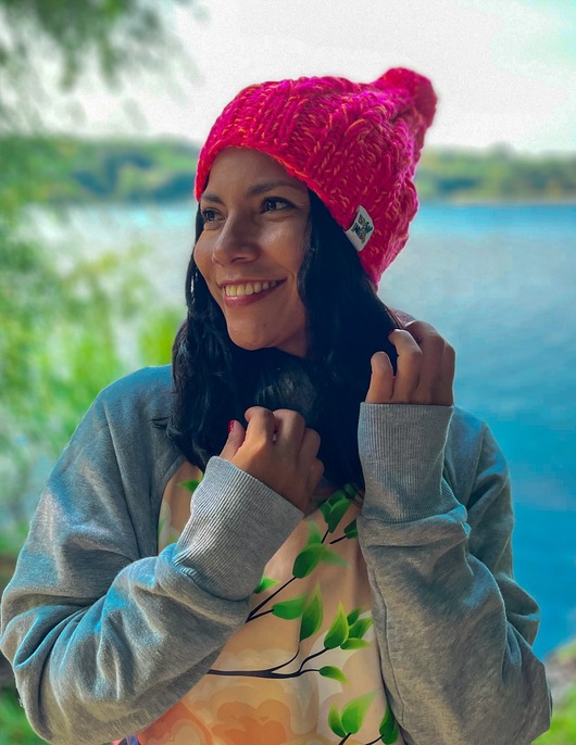 czapki damskie Czapka Handmade Smile Pomarańcze