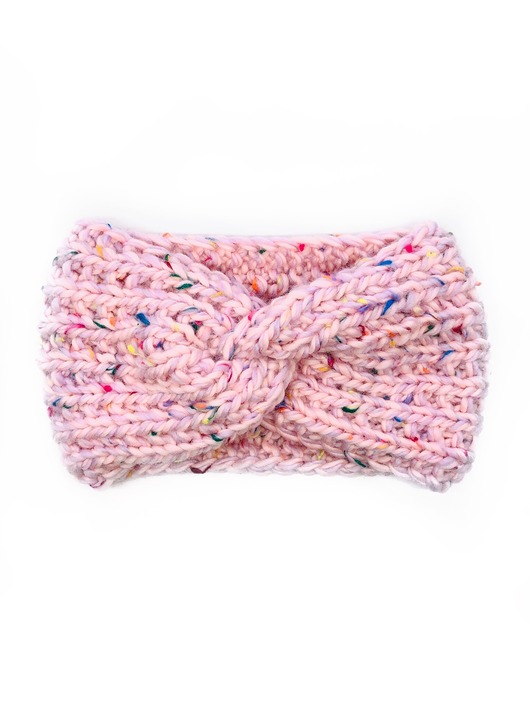 opaski do włosów Wiosenna opaska wełniana handmade różowa kolorowe konfetti