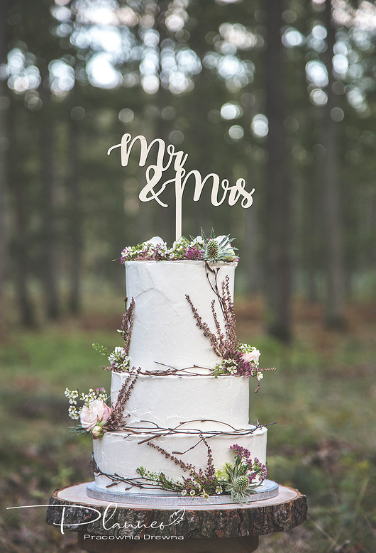 Toper Topper na tort Mr & Mrs na ślub i wesele Planneo