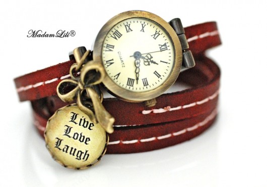 ♥Love, luck, happiness♥ Skórzany zegarek MadamLili