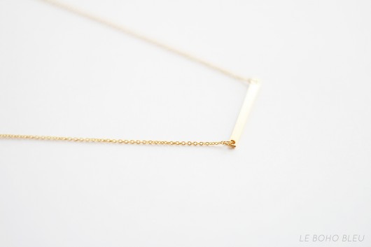 16k Gold Plated Horizontal Bar Necklace Le Boho Bleu