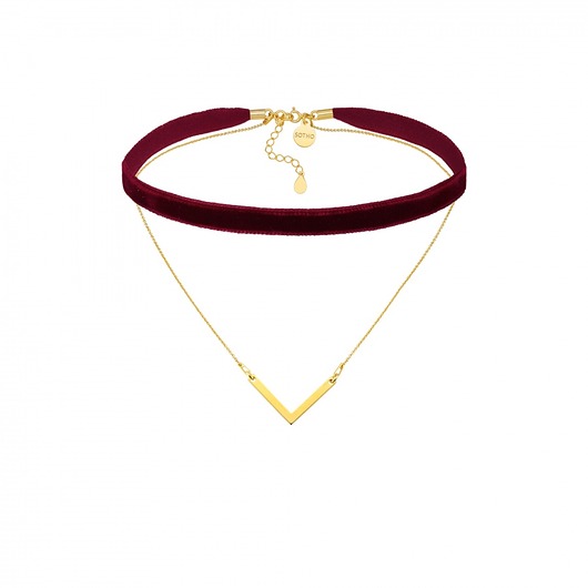 Bordowy aksamitny choker z łańcuszkiem  SOTHO