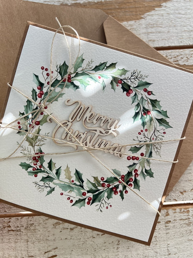 kartki świąteczne Kartka świąteczna ręcznie robiona na Boże Narodzenie - Merry Christmas