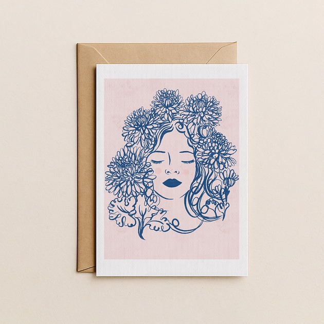 kartki okolicznościowe - wydruki Kartka z Kobietą w kwiatach