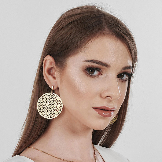 kolczyki z mosiądzu Okrągłe kolczyki z ażurowym wzorem Urania