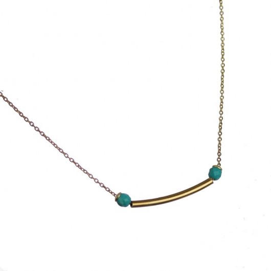 POPLAVSKY Naszyjniki GOLD TURQUOISE & PEARL POPLAVSKY