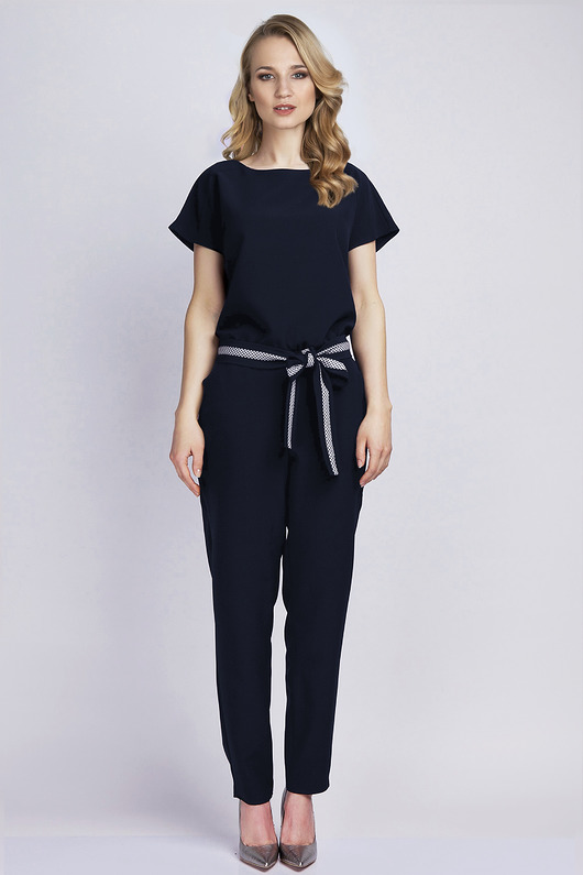 kombinezony damskie Kombinezon z paskiem, KB102 granat