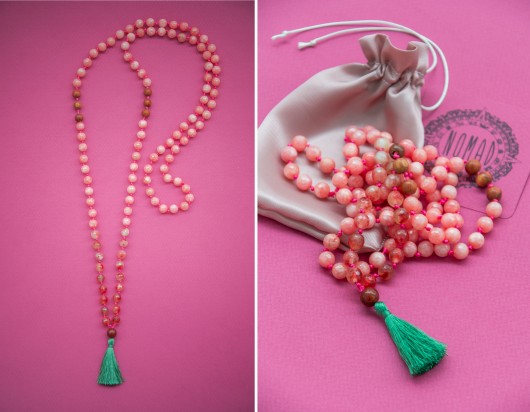 WILD ROSE MALA // naszyjnik BODHI jadeity jedwab NOMAD ACCESSORIES