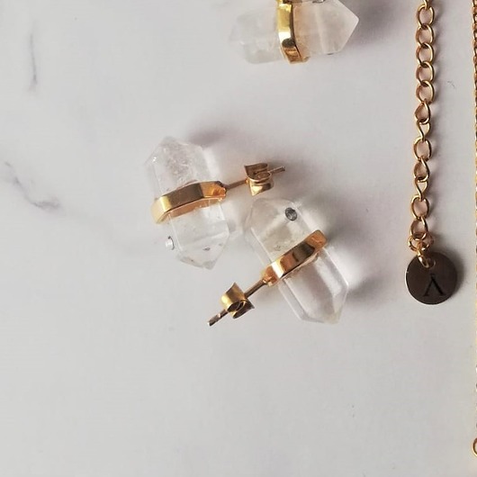 kolczyki z kamieniami Kolczyki kryształ górski Magic Crystal