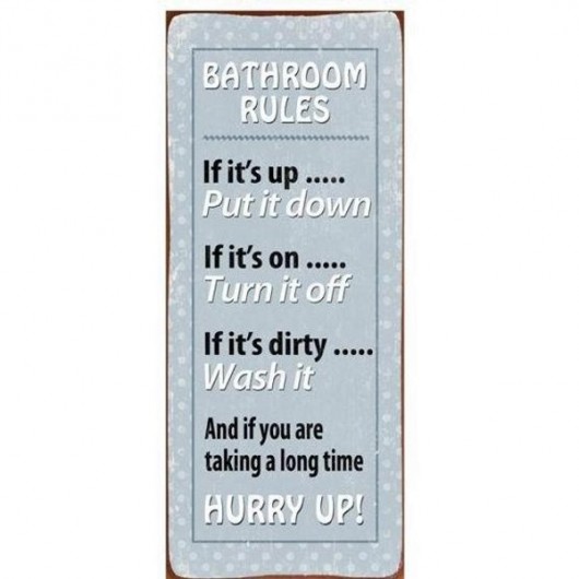 Szyld Bathroom Rules MIA home