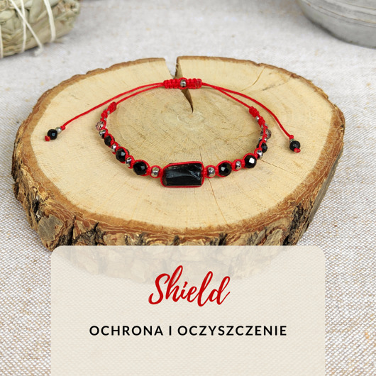bransoletki na sznurku Bransoletka ochronna Shield z czarnym turmalinem