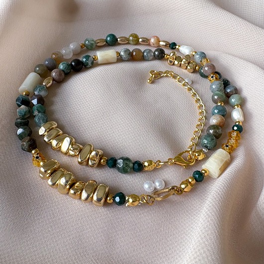 naszyjniki - inne Długi naszyjnik z kamieni naturalnych boho