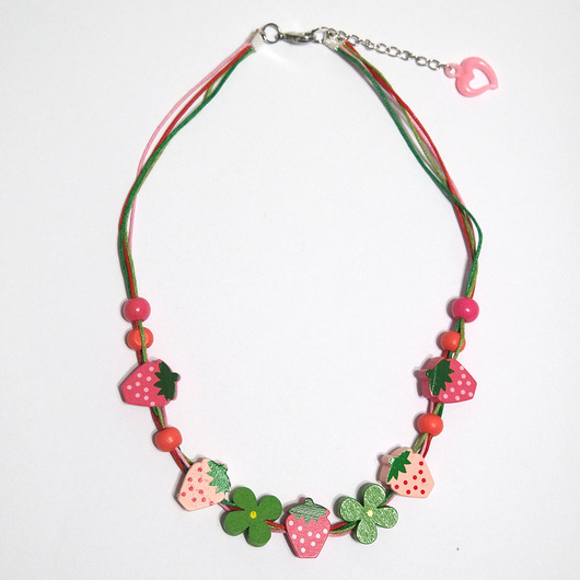 korale Korale - Poziomki i kwiaty - drewniane, krótkie