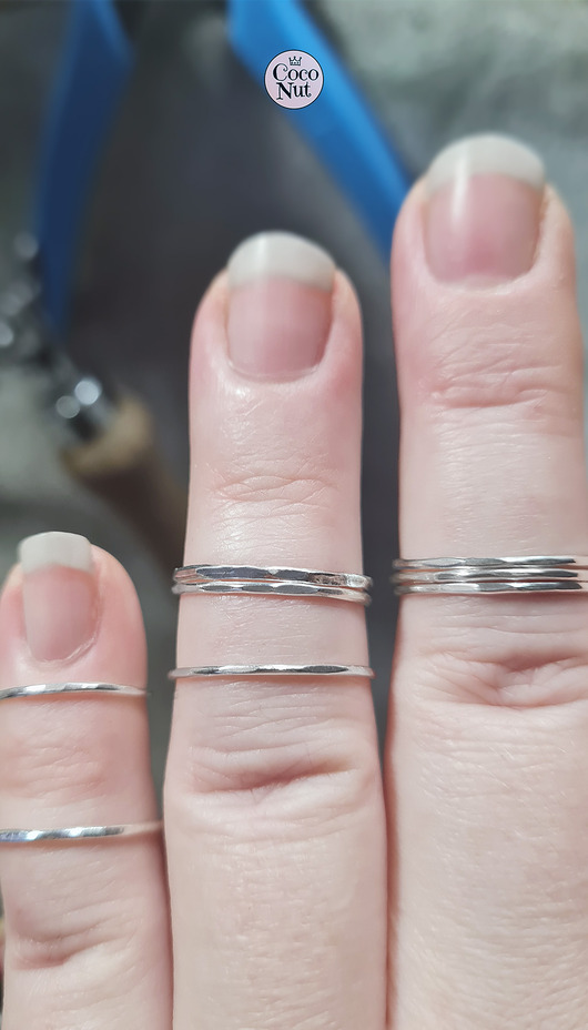 obrączki Komplet 7 obrączek SLIM srebro