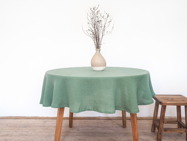 obrusy i serwetki Obrus okrągły medium linen EUCALYPTUS GREEN
