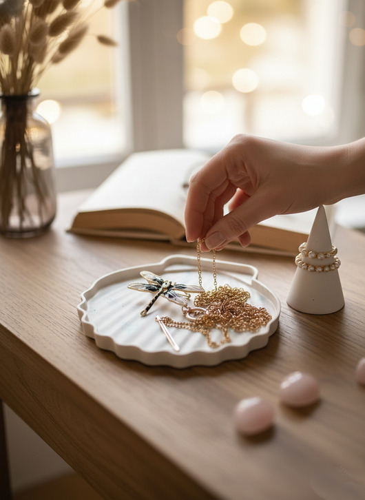pojemniki na biżuterię Zestaw na biżuterię z gipsu polimerowego muszla i stożek