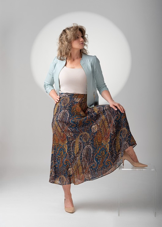 spódnice midi Spódnica midi z wiskozy i jedwabiu