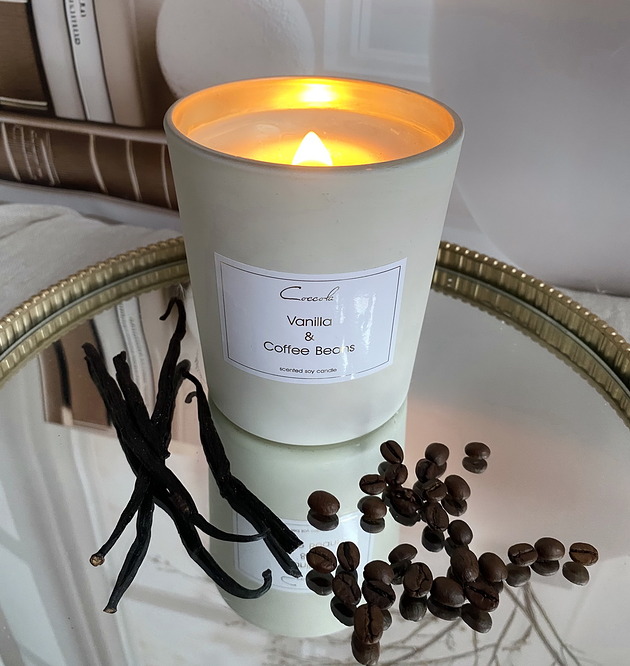 świeczniki i świece Vanilla & Coffee Beans- 380 gram ekologiczna naturalna świeca sojowa