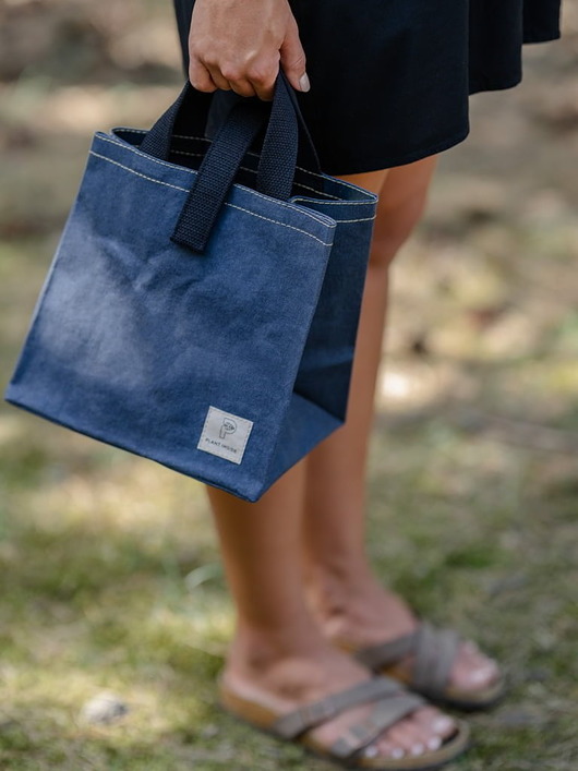 woreczki wielorazowe Lunch bag - Torba na lunch - wegańska skóra - Navy Blue