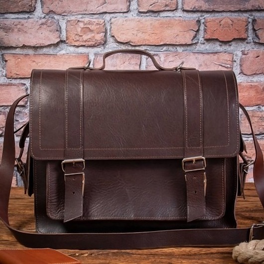 plecaki Tornister skórzany vintage i Torba 2w1 ciemno-brązowy BR91