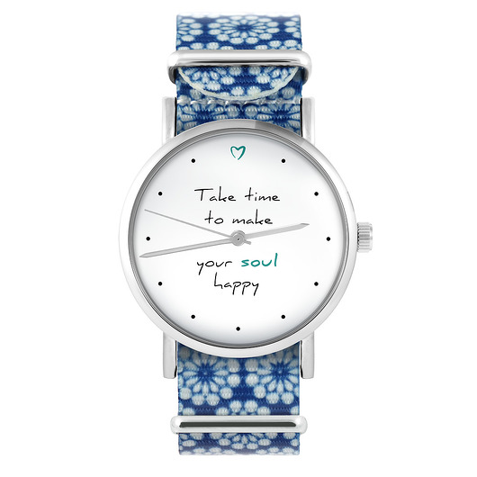 zegarki damskie Zegarek - Happy soul - niebieski, kwiaty