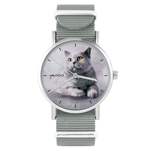 zegarki unisex Zegarek - Kot brytyjski - szary, nylonowy