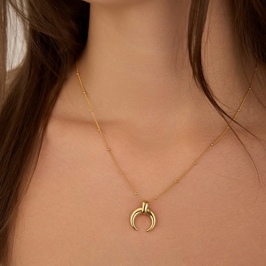 złote naszyjniki Naszyjnik róg/ księżyc 925 pozłacane