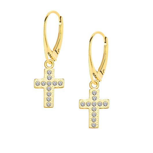 kolczyki pozłacane Kolczyki pozłacane z krzyżykami Swarovski
