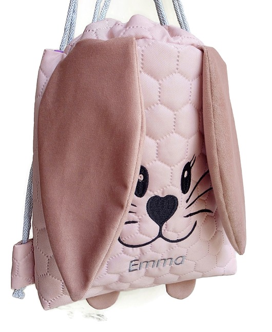 torebki, worki i plecaki dziecięce Worek dla przedszkolaka z imieniem zajączek uszy