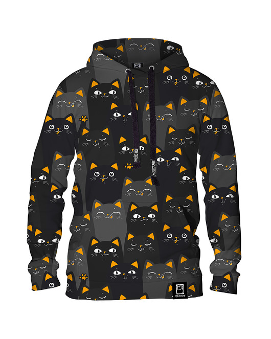 bluzy męskie Męska Bluza z kapturem DR.CROW Cats Orange