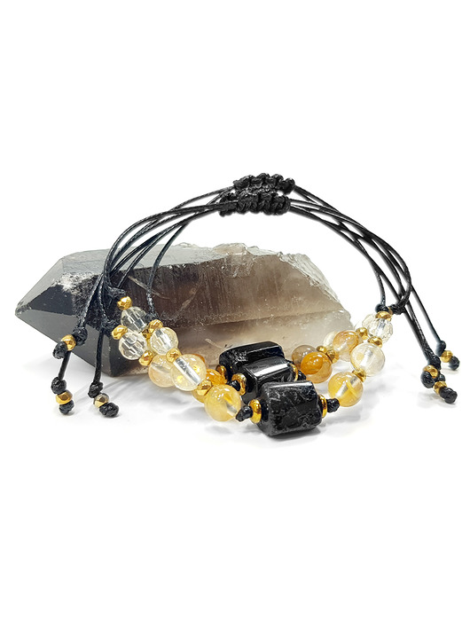 bransoletki z kamieni naturalnych Czarny turmalin, golden healer, cytryn i hematyt bransoletka
