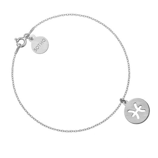 bransoletki srebrne Srebrna matowa bransoletka z zodiakiem Ryb