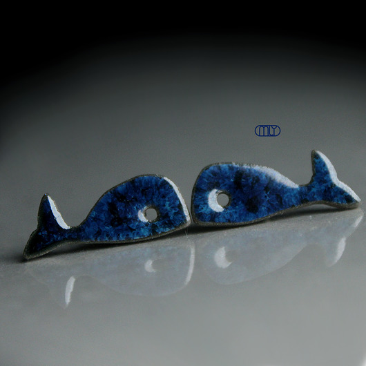 kolczyki ceramiczne Wieloryby/stal chirugiczna/