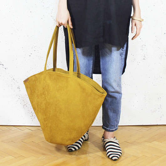 Shelly bag torba musztardowa nubuk wodoodporny hairoo