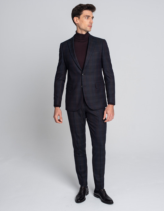 marynarki męskie Garnitur leonforte w kratę zielony slim fit