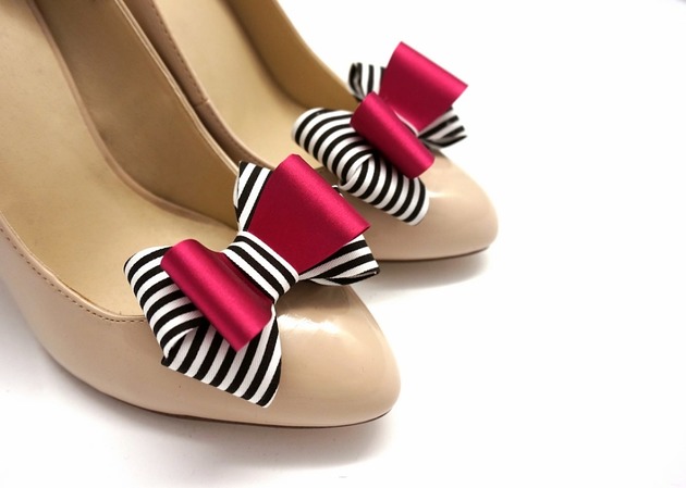 klipsy do butów Klipsy do butów Coquet-Kokardy 3D/Fuchsia&Stripes