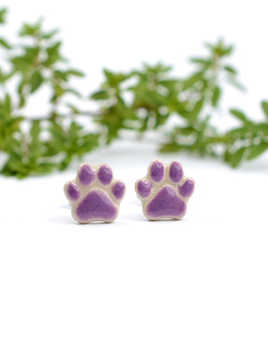 kolczyki ceramiczne Łapki łapeczki- mini ceramiczne kolczyki z łapką