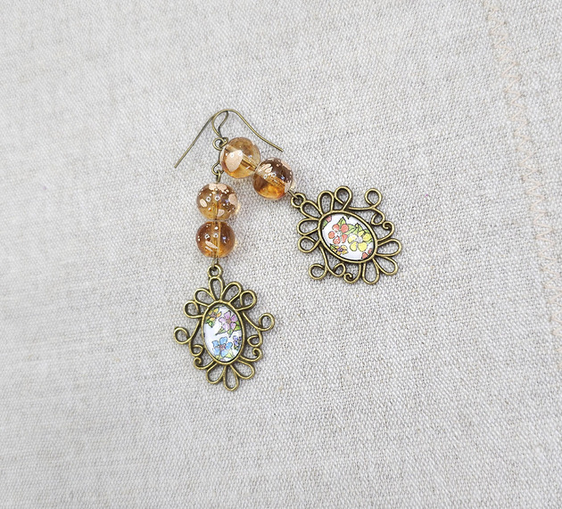 kolczyki z mosiądzu 6735 urocze, delikatne kolczyki w stylu vintage;