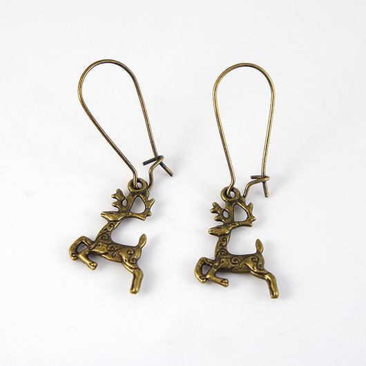 kolczyki - inne Kolczyki wiszące - Renifery, antyczny brąz