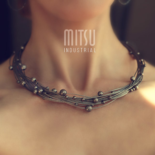Komplet  Wire Branch :Kolia + bransoleta+kolczyk Mitsu