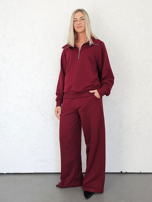 komplety damskie Kissa wygodny komplet z rozpinaną bluzą Cherry