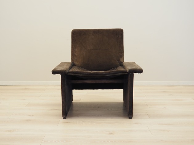fotele Fotel sztruksowy, włoski design, lata 70, produkcja: Włochy
